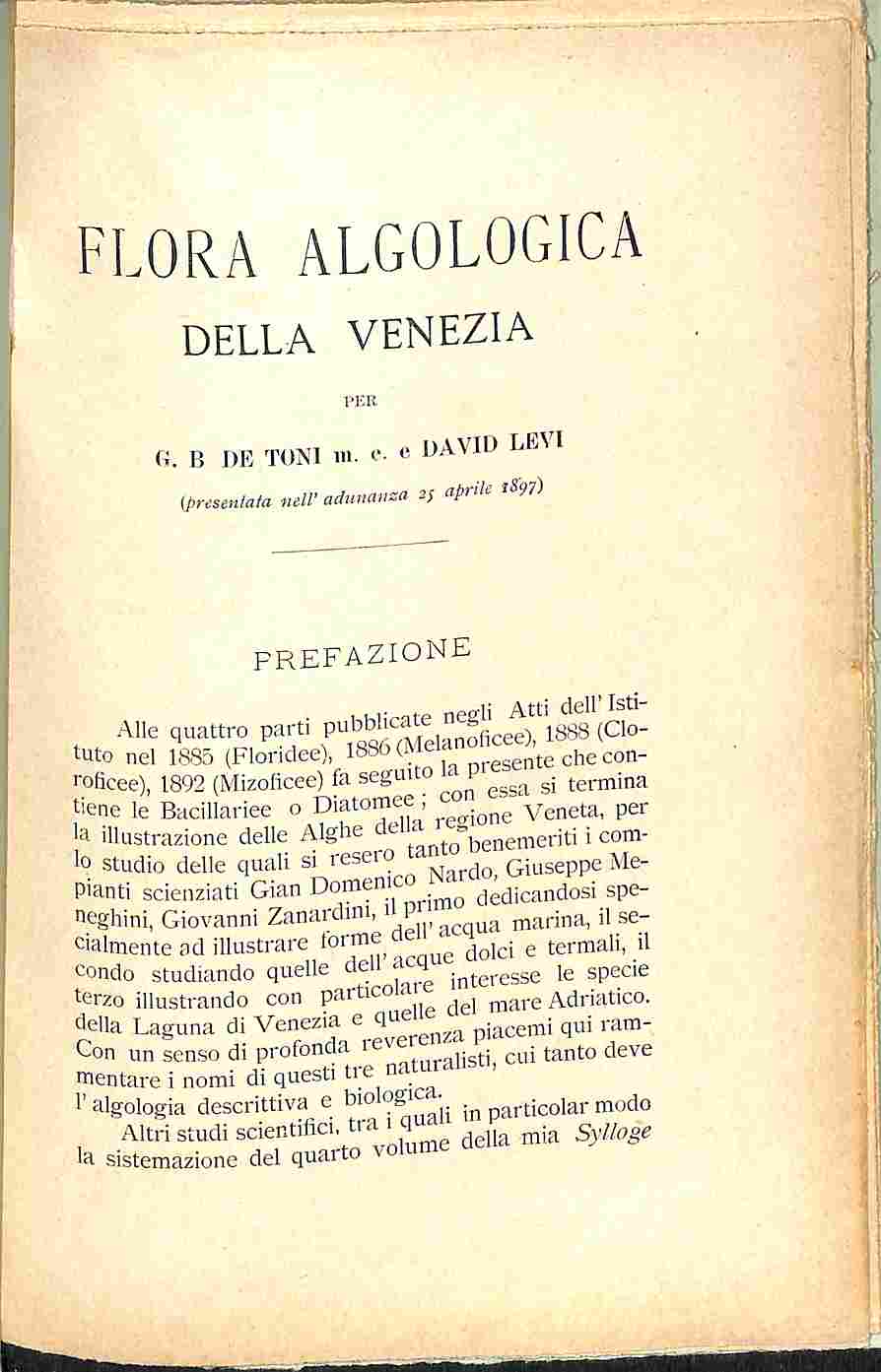 Flora algologica della Venezia - Diatomee